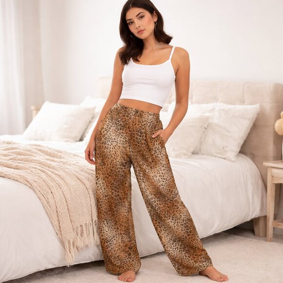 Jaclyn Smith Pajama Pants Size L Leopard Print Y2K Lounge Sleepwear Vintage ✨ - Picture 10 of 10